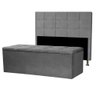 Kit Cabeceira e Calçadeira Baú Casal 1,40m Roma Suede Cinza Sky Mobile - 1