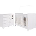 Ver imagem 3 de Quarto de Bebê Completo Berço Americano Ben 3 em 1 Cômoda 1 Porta 3 Gavetas 100% Mdf Bolinha
