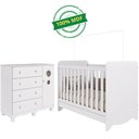 Ver imagem 2 de Quarto de Bebê Completo Berço Americano Ben 3 em 1 Cômoda 1 Porta 3 Gavetas 100% Mdf Bolinha