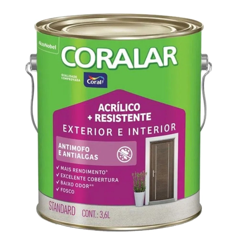 Tinta Acrílica Coralar Duo Fosco Amarelo Frevo 3,6 Litros - Coral