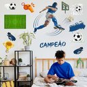 Ver imagem 3 de Adesivo de Parede Futebol Decorativo para Quarto e Sala Titulos Azul