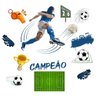 Adesivo de Parede Futebol Decorativo para Quarto e Sala Titulos Azul - 2