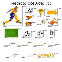 Adesivo de Parede Futebol Decorativo para Quarto e Sala Titulos Azul - 4