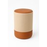 Puff Plus Banquinho Redondo Decorativo em Linho Base e Tampo Courino Bege/ Caramelo - 5