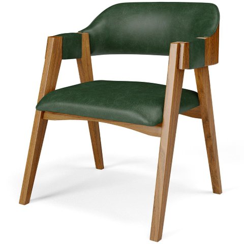 Cadeira para Sala de Jantar e Estar Living Estofada Suran L02 Couríssimo Verde Musgo - Lyam