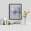 Ver imagem 1 de Quadro Paisagem Neve Árvores Lua 24x18cm - com Vidro:madeira Branca