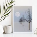 Ver imagem 2 de Quadro Paisagem Neve Árvores Lua 24x18cm - com Vidro:madeira Branca
