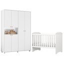 Ver imagem 1 de Berço Americano Mini Cama Mel com Guarda Roupa Infantil Vittoria Branco- Móveis Albatroz