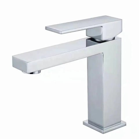 Torneira Banheiro Monocomando Quadrada Baixa Cromada:Cromado