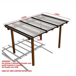 Kit Policarbonato Cristal 4mm 3,00m X 1,00m - Perfis Naturais - 5