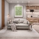 Ver imagem 1 de Quadro Canvas Abstrato Verde Sálvia 90x60cm Mold Preta