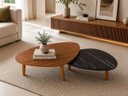 Ver imagem 5 de Kit 2 Mesa de Centro Orgânica Pé Palito Sala Luxo Moderna Preto/Amadeirado