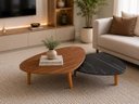 Ver imagem 3 de Kit 2 Mesa de Centro Orgânica Pé Palito Sala Luxo Moderna Preto/Amadeirado