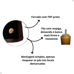 Puff Estofado Banqueta Apoio para Pé Luxo para Quarto Closet Sala Penteadeira - 3