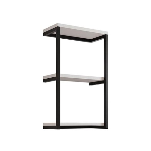 Nicho de Parede Industrial 3 Prateleiras Milão - Preto e Branco - Cor: Preto