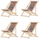 Ver imagem 1 de Conjunto 4 Espreguiçadeiras Preguiçosa Dobrável sem Braço Madeira Maciça com Tecido Colorido - Tijol