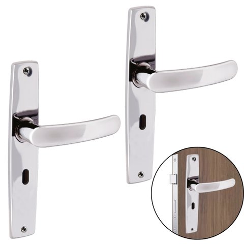 Fechadura para Porta Interna Aço Inox Polido Cromado | Aliança | Kit 02 Un