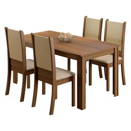 Conjunto Sala de Jantar Madesa Melissa Mesa Tampo de Madeira com 4 Cadeiras Rustic/Crema/Sintético B - 2