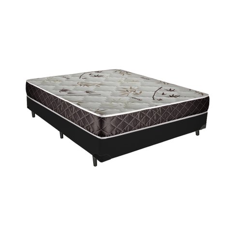 Cama Box Casal Colchão Aylla Espuma D33 NK Camas + Box Sintético 62x138x188 Cor:Preto