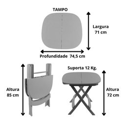 Conjunto 1 Mesa 4 Cadeira Dobrável Plástico Bar Varanda Açaí Cor:branco - 8
