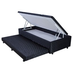 Cama Box Bau Solteiro com Auxiliar Semi Ortopedico Poliester 088x188:branco - 2