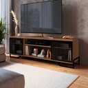 Ver imagem 1 de Rack Industrial para Tv com 2 Portas e Pés em Aço 1,83 M Cor:preto com Mel