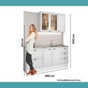 Ver mais imagens de Cozinha Milla Breeze 5 Portas 5 Gavetas MDF 180cm Branca Móveis Carraro