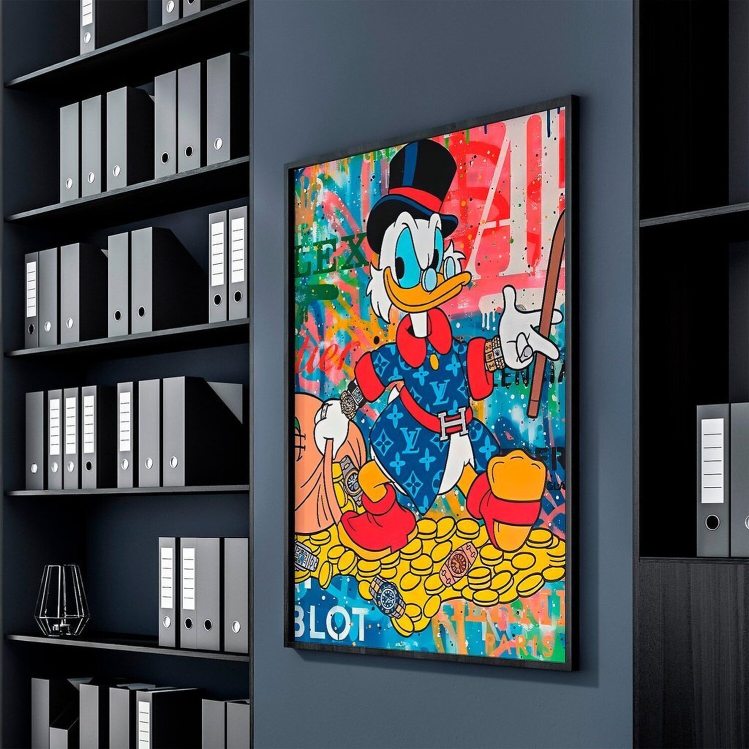 Quadro Decorativo 1 Tela Pato Monte de Dinheiro Diversos Tamanhos - 1