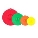 Ver imagem 1 de Kit Tampas Silicone de Sucção 4 Peças a Vacuo Coloridas 25,20,15,10cm