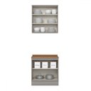 Ver imagem 3 de Cozinha Compacta Americana 4 Portas 3 Prateleiras 100% Mdf Cinza/nature - Henn