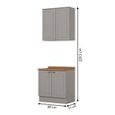 Ver imagem 4 de Cozinha Compacta Americana 4 Portas 3 Prateleiras 100% Mdf Cinza/nature - Henn