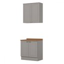 Ver imagem 2 de Cozinha Compacta Americana 4 Portas 3 Prateleiras 100% Mdf Cinza/nature - Henn