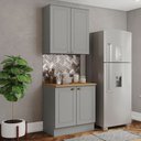 Ver imagem 1 de Cozinha Compacta Americana 4 Portas 3 Prateleiras 100% Mdf Cinza/nature - Henn