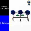 Ver imagem 2 de Cabideiro de Parede Suporte Artesanal 3 Ganchos Flor Azul