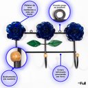 Ver imagem 3 de Cabideiro de Parede Suporte Artesanal 3 Ganchos Flor Azul