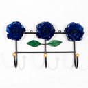 Ver imagem 1 de Cabideiro de Parede Suporte Artesanal 3 Ganchos Flor Azul