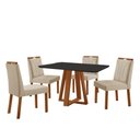 Ver imagem 1 de Conjunto Sala de Jantar Mesa Floripa 120x90cm Preto com 4 Cadeiras Luna Linho Bege