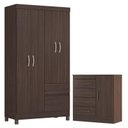 Ver imagem 1 de Guarda Roupa Solteiro Lótus com Cômoda Montevidéu Café Touch -demóbile
