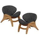 Ver imagem 1 de Kit 2 Poltronas Decorativa Orgânica Sala Living Kadosh L02 Linho Chumbo - Lyam Decor
