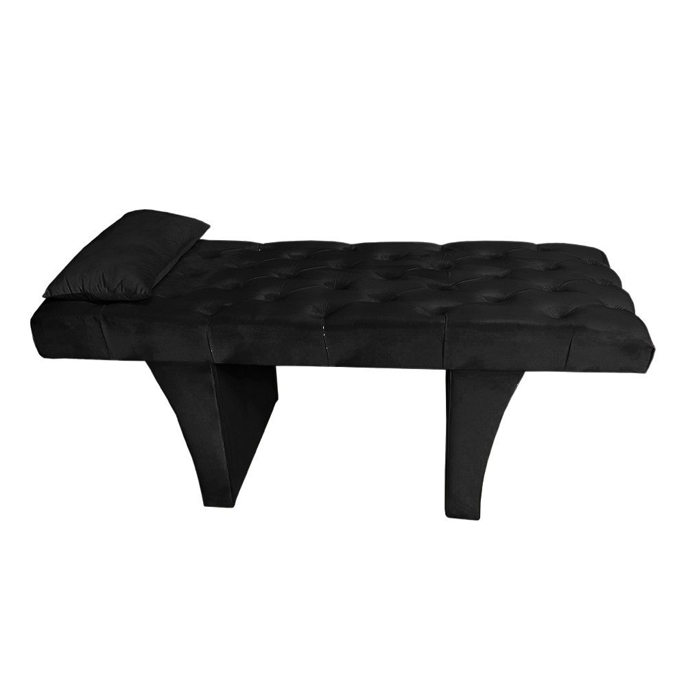 Kit Maca Estética Reta Capitonê com Mocho e Escadinha 80 Cm Marrom Slk Decor Preto - 2