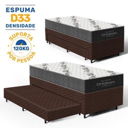 Cama Box com Colchao de Espuma D33 Ortobom Airtech 100 + Auxiliar de Espuma Unique Solteiro 88cm - 2