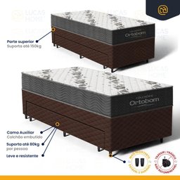 Cama Box com Colchao de Espuma D33 Ortobom Airtech 100 + Auxiliar de Espuma Unique Solteiro 88cm - 6