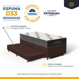 Cama Box com Colchao de Espuma D33 Ortobom Airtech 100 + Auxiliar de Espuma Unique Solteiro 88cm - 4