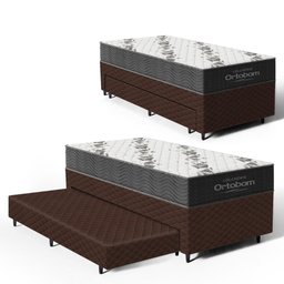 Cama Box com Colchao de Espuma D33 Ortobom Airtech 100 + Auxiliar de Espuma Unique Solteiro 88cm - 1