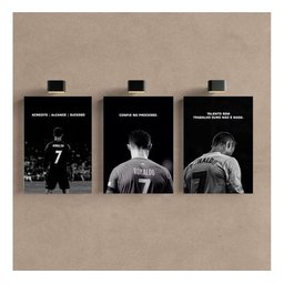 Kit 3 Quadro Cr7 Motivação Cristiano Ronaldo Mdf Tratado 28x20cm - 1