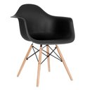Ver imagem 2 de KIT - 2 x cadeiras Charles Eames Eiffel DAW com braços - Base de madeira clara - Preto