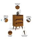 Ver imagem 2 de Mesa de Cabeceira 3 Gavetas Retrô Wood Freijo