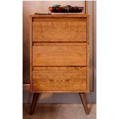 Mesa de Cabeceira 3 Gavetas Retrô Wood Freijo