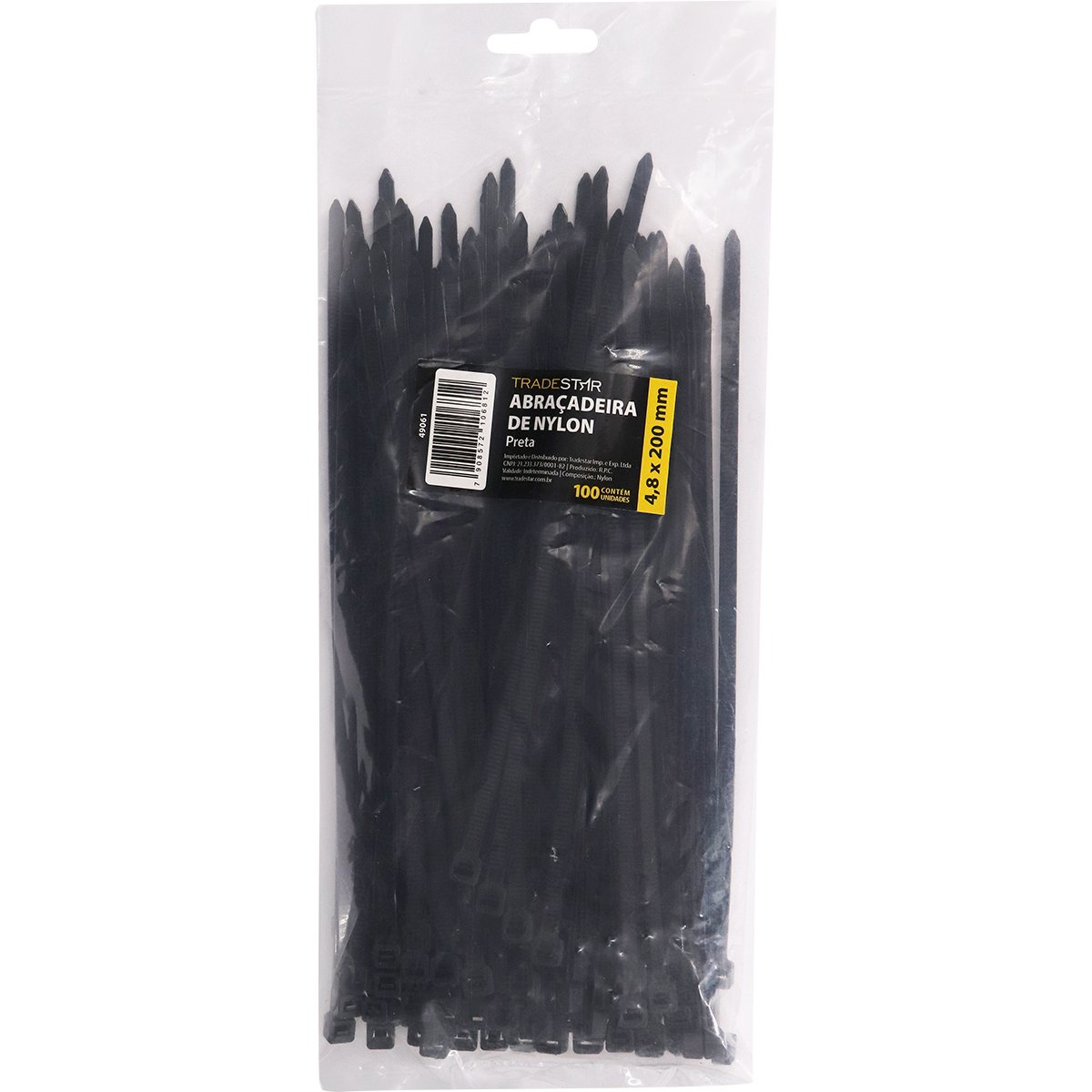 Abraçadeira Nylon Enforca Gato 4,8x200mm Preto C/ 500 Un - 2