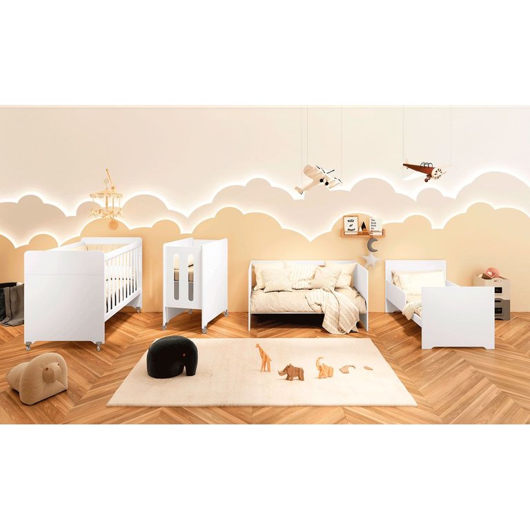 Berço Americano Evolution 4 em 1 Branco Acetinado - Reller Berço Americano Evolution 4 em 1 Branco Acetinado - Reller